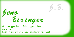 jeno biringer business card